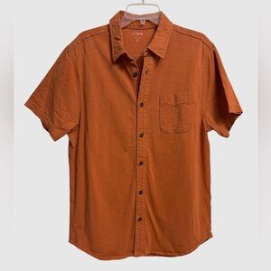 J. Crew Men's Short Sleeve Knit Button Down Shirt Sz L Pale Clay Textured Preppy